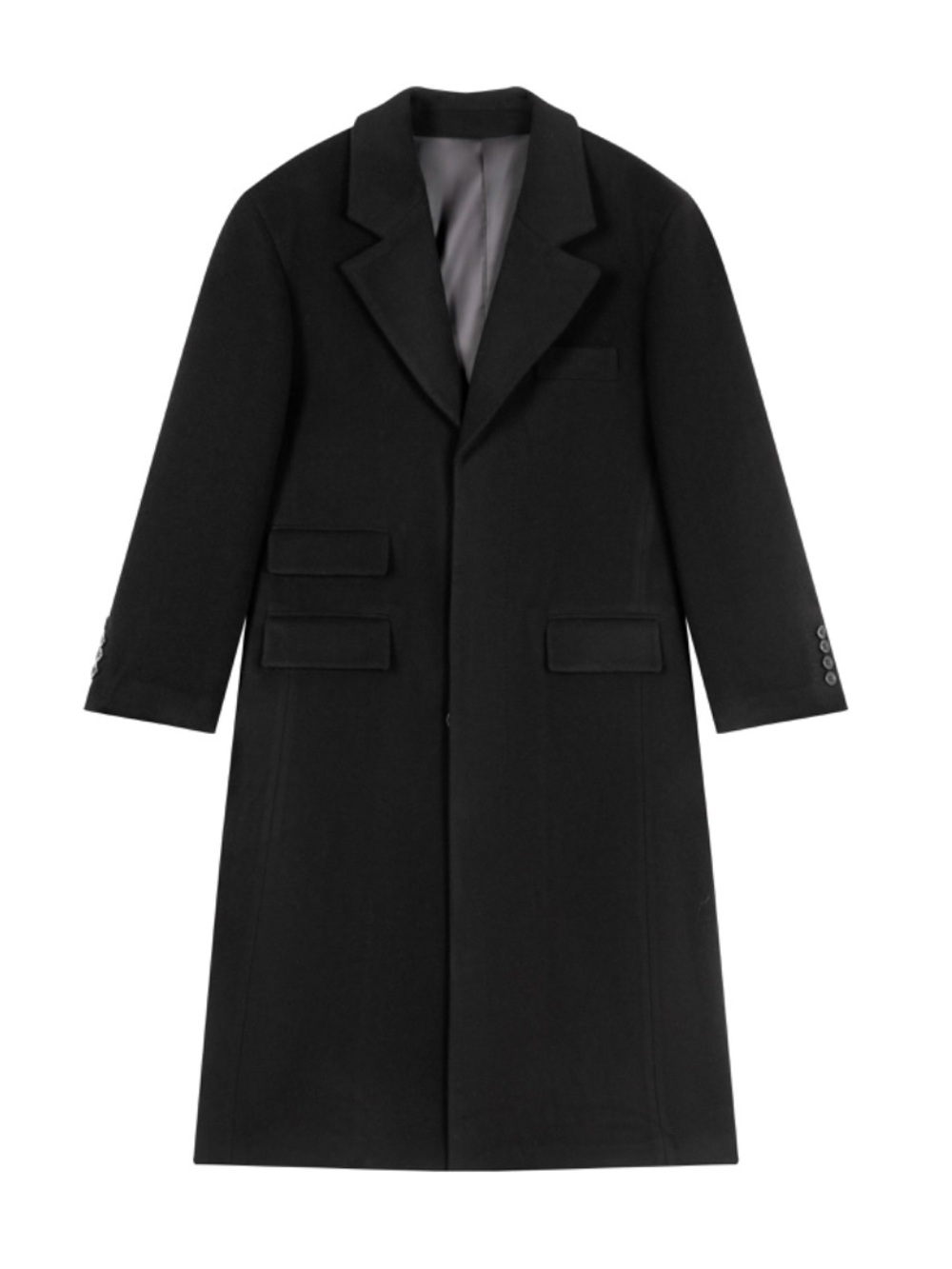 Yves Saint Laurent Black Long Wool Trench Coat